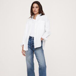 NEW Bananan Republic XL White The Oversized Shirt Collared Button-Down